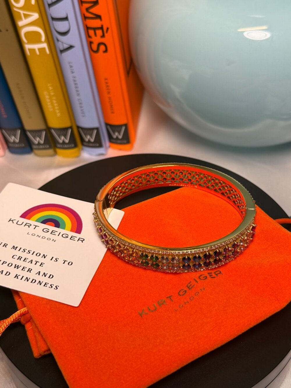 Kurt Geiger Gold Tone Rainbow Mesh Bangle NWT